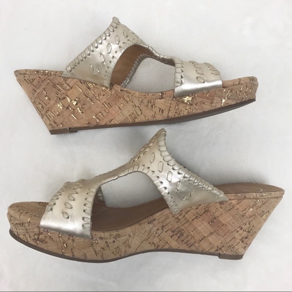 Jack Rogers Emilia Cork Wedge Sandal Matte Gold - Picture 10 of 16
